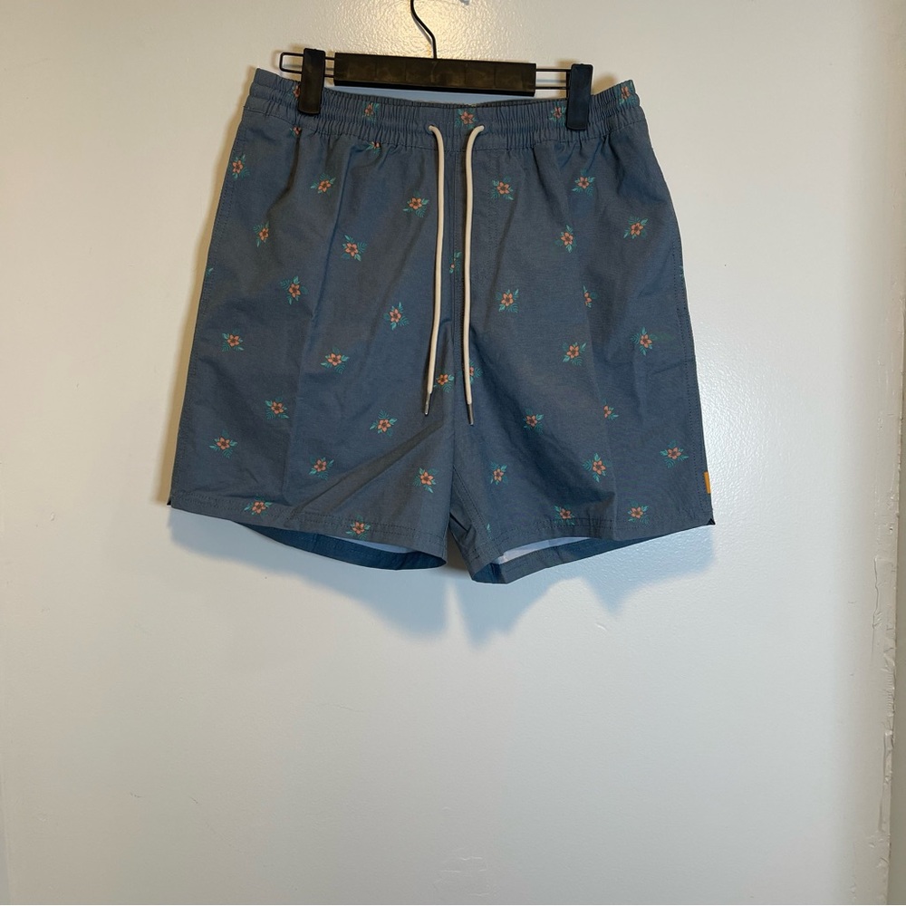 Quiksilver Blue Swim Hybrids with Small Floral Print